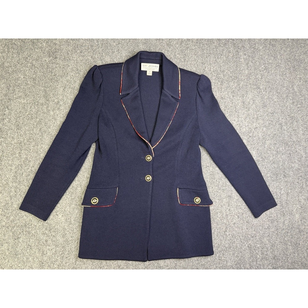 Women's St. John Collection Marie Gray 2 Button Sport Coat Size 2 USA Made VTG